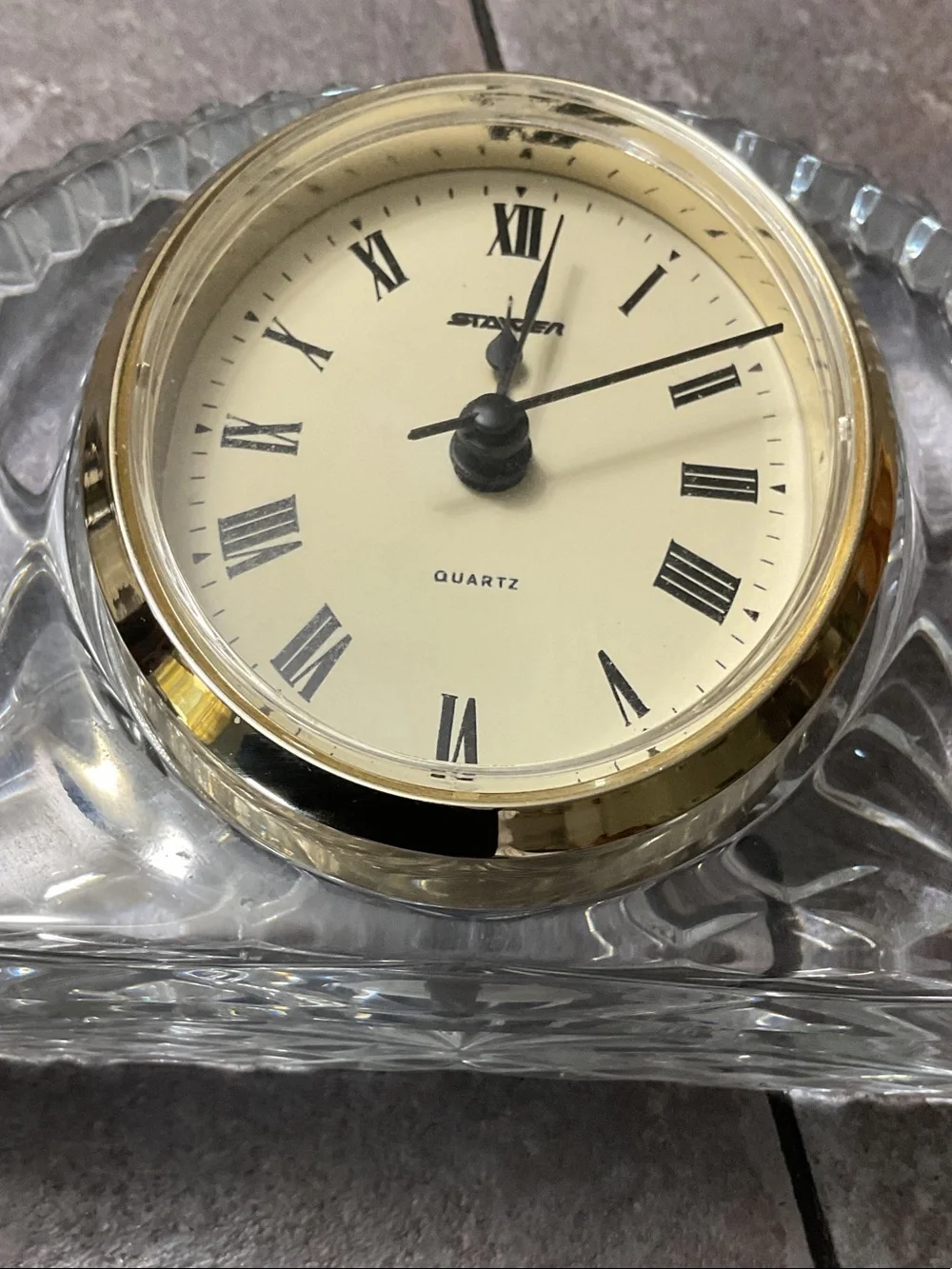 Crystal Mantel Clock with Gold Bezel - Clear